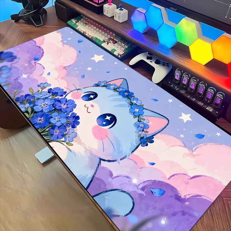 Pc Gaming Pink - 1pc Pink-purple Cloud Cat Mouse Pad